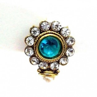 Gold Oxidized Women Earring Stud Jewelry PushBack Classy Gift Rhinestones Bead 1
